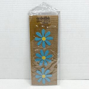 Embellish Your Story by Roeda Set of  3 Blue Daisy Metal Magnets 2.5" x 2.5"